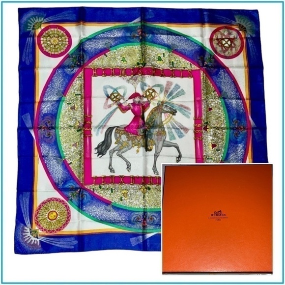 Hermes 150th Anniversary 100% Silk Scarf "Feux d"Artifice " by M. Duchene W/Box - Picture 1 of 16